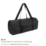 Duffle Gym Bags with Zipper Closure in Black Polyester Material - Image 2
