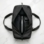 Duffle Gym Bags with Zipper Closure in Black Polyester Material - Image 3