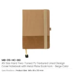 Hard Cover PU Notebooks in A5 Size with Metal Plate Bookmark - Image 2