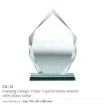 Iceberg Design Crystal Awards with Glass Base in Premium Box - Image 2