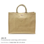 Reusable Jute Shopping Bags with Button Closure for Secure Carrying - Image 3