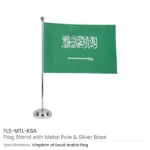 Flag with Metal Pole & Silver Plated Plastic Base - Image 2
