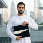 Laptop Sleeve Zipper Pouch with Tassel, Arabic Bisht Design Embroidery - Image 9