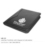 Leather Portfolio with Zipper and Calculator - Image 3
