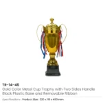 Metal Close Cup Trophies with Two-Sided Handle & Attached Ribbons - Image 6