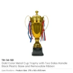 Metal Close Cup Trophies with Two-Sided Handle & Attached Ribbons - Image 8
