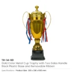 Metal Close Cup Trophies with Two-Sided Handle & Attached Ribbons - Image 10