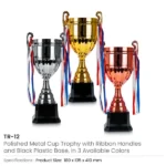 Metal Open Cup Trophies & Removable Ribbon Attached to Both Handles - Image 7