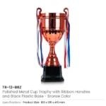 Metal Open Cup Trophies & Removable Ribbon Attached to Both Handles - Image 6