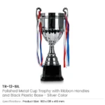 Metal Open Cup Trophies & Removable Ribbon Attached to Both Handles - Image 2