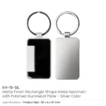 Metal Keychain Rectangle Gun Metal Matte Finish Plate - Image 2