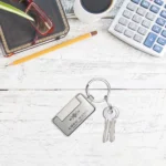 Metal Keychain Rectangle Gun Metal Matte Finish Plate - Image 4