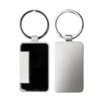 Metal Keychain Rectangle Gun Metal Matte Finish Plate - Image 3