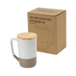 Two-toned Ceramic Mugs with Clay Bottom, Bamboo Lid - Image 3