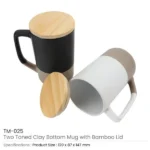 Two-toned Ceramic Mugs with Clay Bottom, Bamboo Lid - Image 6