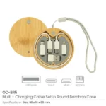 Multi-Charging Cable Set in Round Bamboo Case - Image 2