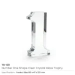Crystal Glass Trophy in Number One Shape with Gold Lock Closure Box - Image 4