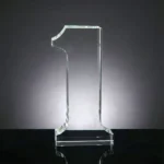 Crystal Glass Trophy in Number One Shape with Gold Lock Closure Box - Image 8