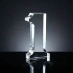 Crystal Glass Trophy in Number One Shape with Gold Lock Closure Box - Image 7