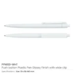 Plastic Pens White Color, Push Button, Wide Clip for Logo - Image 5
