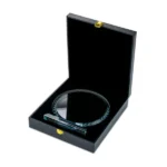 Round Clear Crystal Awards with Engraved Leaves in Premium Box - Image 4