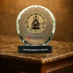 Round Crystal Clock Awards with Oval Glass Base in Premium Box - Image 4