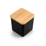 Scented Candle in Square Glass Bottle, Bamboo Lid, Oakmoss & Amber Scent - Image 3