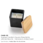 Scented Candle in Square Glass Bottle, Bamboo Lid, Oakmoss & Amber Scent - Image 4