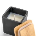 Scented Candle in Square Glass Bottle, Bamboo Lid, Oakmoss & Amber Scent - Image 5