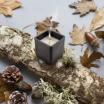Scented Candle in Square Glass Bottle, Bamboo Lid, Oakmoss & Amber Scent - Image 6