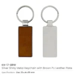 Silver Shiny Metal Keychains with Laserable PU Leather Plate - Image 4
