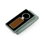 Silver Shiny Metal Keychains with Laserable PU Leather Plate - Image 7