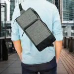 Sling Crossbody Bags in Grey and Black Polyester Material - Image 7