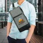 Sling Crossbody Bags in Grey and Black Polyester Material - Image 6