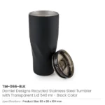 Dorniel Designs Tumblers, Transparent Lid, Recycled Stainless Steel, 540ml - Image 8