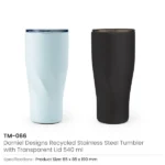 Dorniel Designs Tumblers, Transparent Lid, Recycled Stainless Steel, 540ml - Image 2